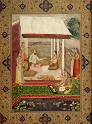 Ein Prinz und eine Prinzessin hören Musik